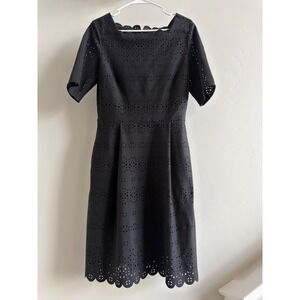 Banana Republic Black Laser Cut‎ Fit & Flare Dress Size 10 Tall
